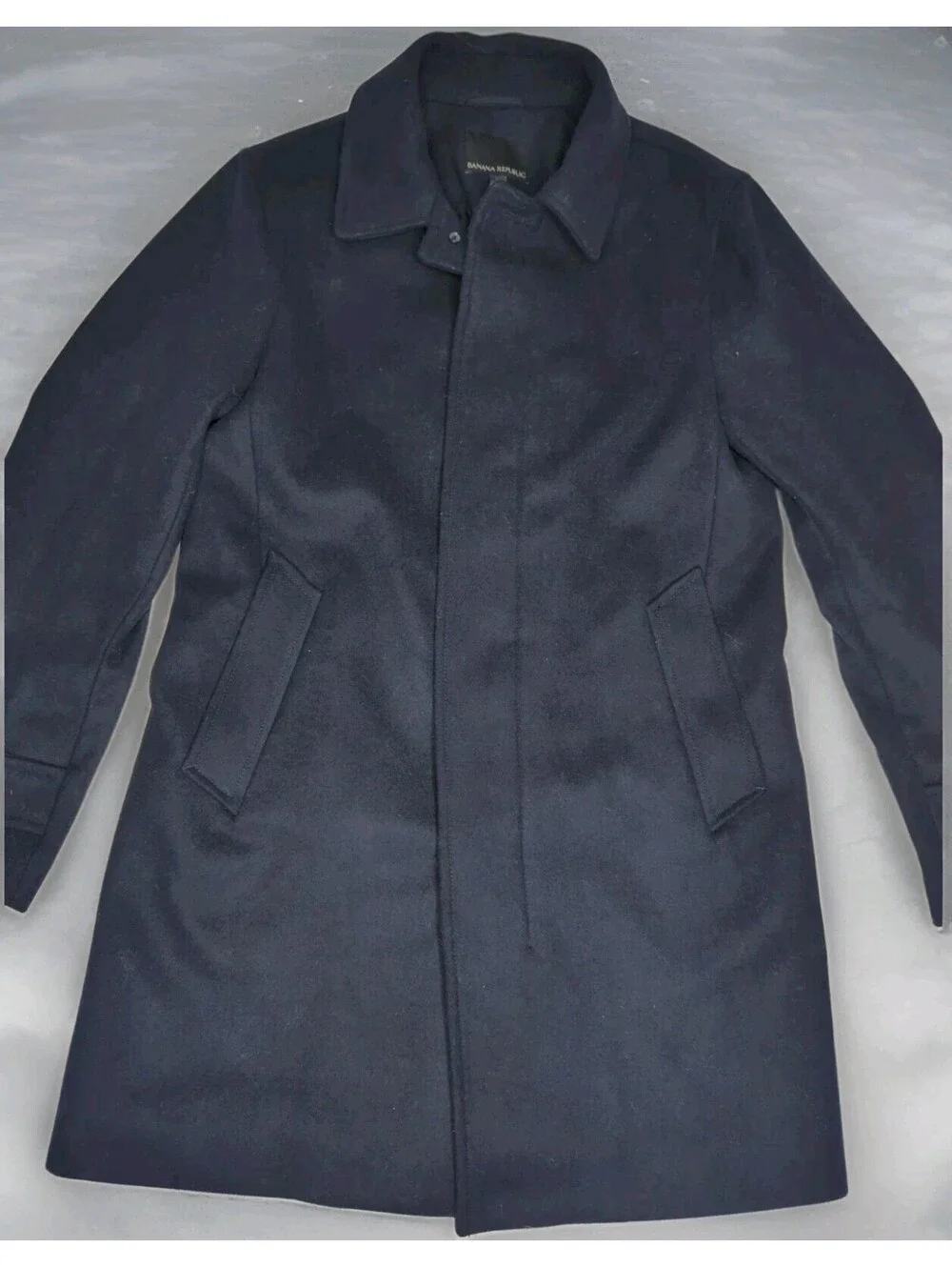 Banana Republic Italian Wool Car Coat Jacket Mens Small 40 Navy Mario Bellucci